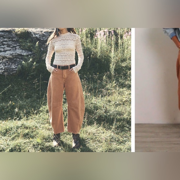 NWT Free People We The Free Good Luck Mid-Rise Barrel Jeans ginger root - 26 *IR - Picture 6 of 12